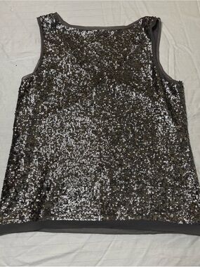 Talbots Petite 8 Sequined Tank Top sheath - Silver Sparkle